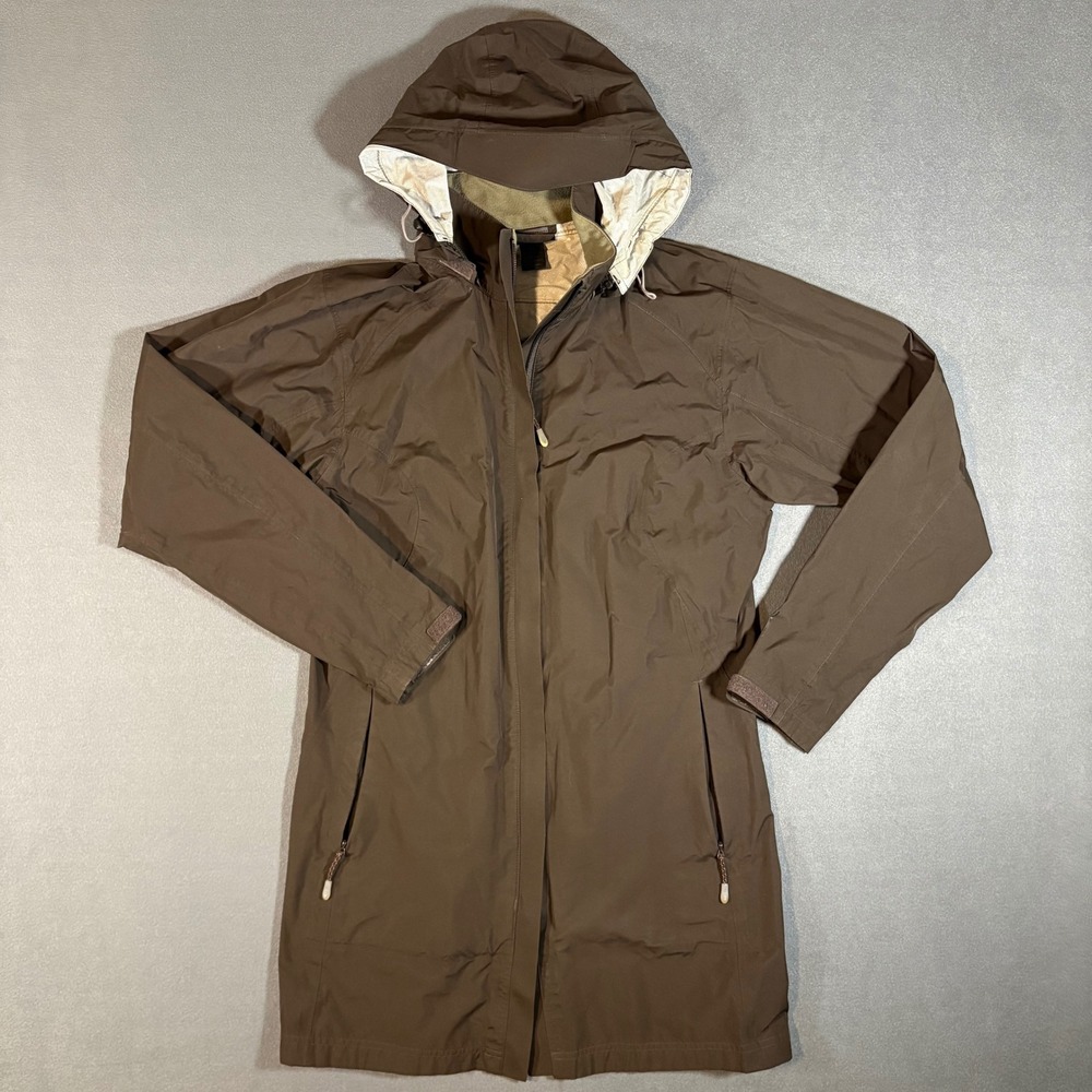 REI E1 Elements Women Medium Brown Windbreaker Removable Hood Full Zip Rainproof - Picture 2 of 12